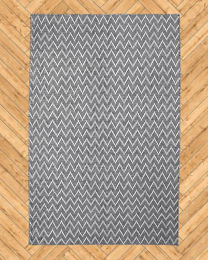 Walton 5ft x 8ft Ivory/Charcoal Handwoven Modern Premium Wool Carpet